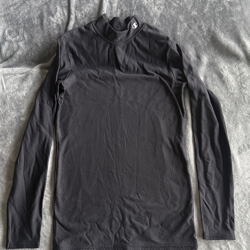 Champion Black Long-Sleeve Mock Neck Performance Top